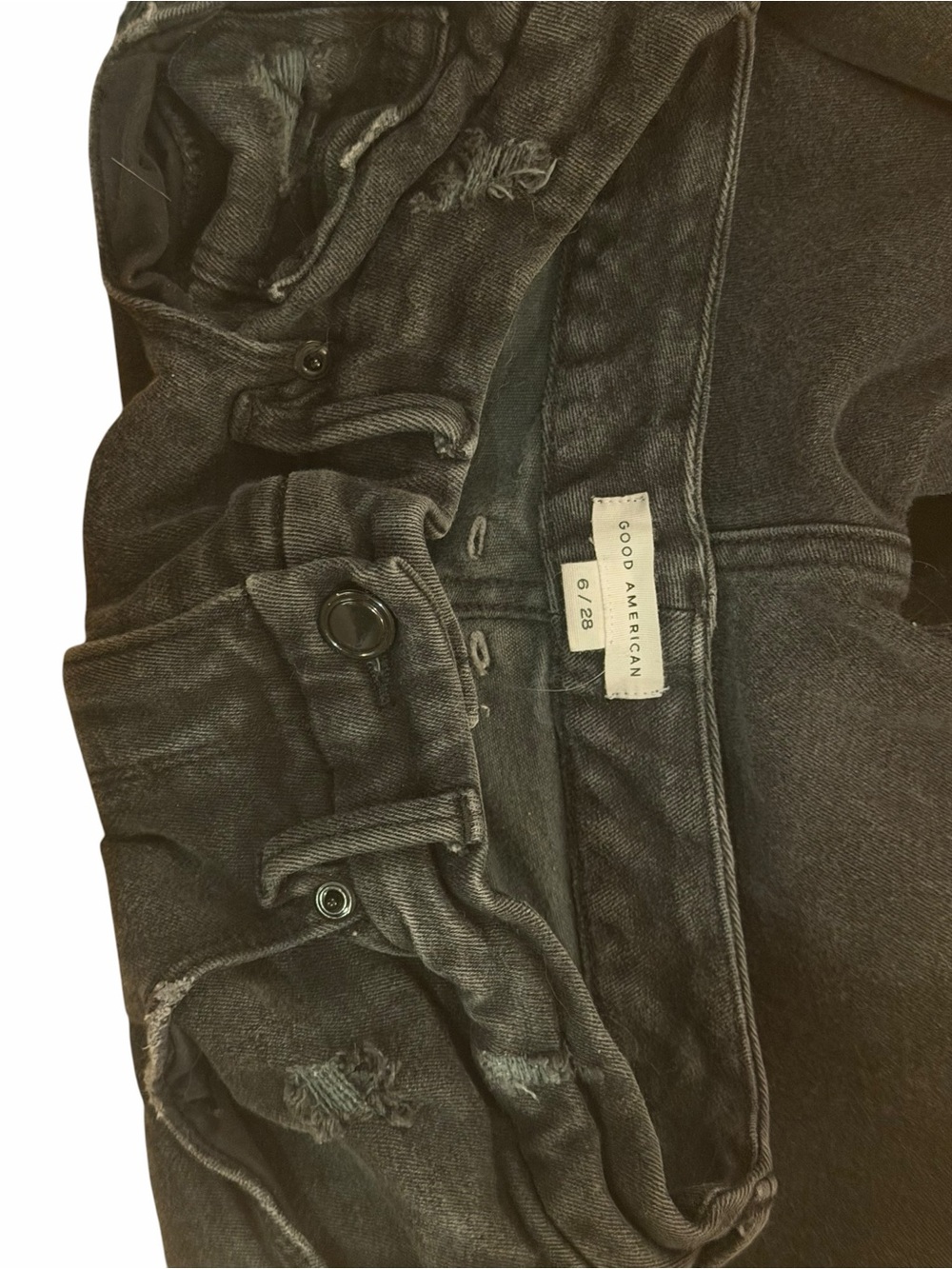 Good American🌟Black Distressed Stretch Skinny Jeans🌟High Waist🌟So Flattering! - Picture 6 of 6